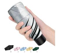 HEXSOLID Mini 40inch Regenschirm UV Schirm UPF 50+ Automatik Regenschirm Sturmfest Umbrella Reise Winddichter Wasserdicht für Herren und Damen (Silber/Schwarz, 18cm)