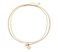 Hey Happiness 2er Ketten-Set mit Schlangenkette und Herz-Anhänger - Edelstahl Gold Damen