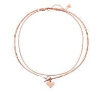 Hey Happiness 2er Ketten-Set mit Schlangenkette und Herz-Anhänger - Edelstahl Rosegold Damen