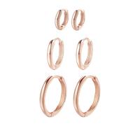 Hey Happiness 3er Creolen-Set aus 925er Silber Roségold Damen
