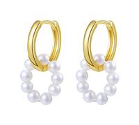 Hey Happiness Creolen aus 925er Sterlingsilber mit rundem Perlenanhänger - funkelnde Valentinstagsüberraschung 1 pair Gold Damen