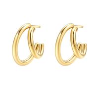 Hey Happiness Creolen Doppeloptik, aus Edelstahl Gold Damen