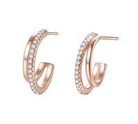 Hey Happiness Doppelte Creolen mit Edelsteinen, aus 925er Sterling Silber Rosegold Damen