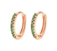Hey Happiness Elegante Creolen mit grünen Zirkonia - 925 Sterling Silber Rosegold Damen