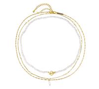 Hey Happiness Elegantes Perlen-Set aus 925er Silber Gold Damen
