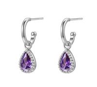 Hey Happiness Februar Geburtsstein Creolen aus 925 Sterlingsilber Silber Damen