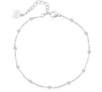 Hey Happiness Fußkettchen mit kleinen Kugeln, aus Edelstahl Silber Damen