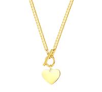 Hey Happiness Herz Kette mit Knebelverschluss aus Edelstahl Gold Damen