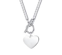Hey Happiness Herz Kette mit Knebelverschluss aus Edelstahl Silber Damen