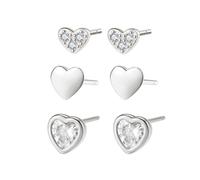 Hey Happiness Herz Trio Ohrstecker-Set aus 925er Sterlingsilber Silber Damen