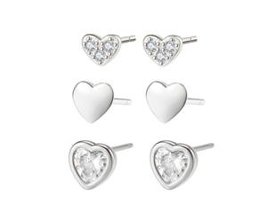 Hey Happiness Herz Trio Ohrstecker-Set aus 925er Sterlingsilber Silber Damen