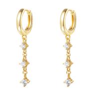 Hey Happiness Ketten-Ohrhänger mit Edelsteinen, 925 Silber 1 pair Gold Damen