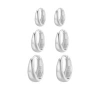 Hey Happiness Klassisches Creolen-Trio aus 925 Silber Damen
