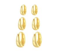 Hey Happiness Klassisches Creolen-Trio aus 925 Silber Gold Damen