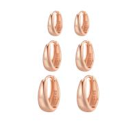Hey Happiness Klassisches Creolen-Trio aus 925 Silber Rosegold Damen