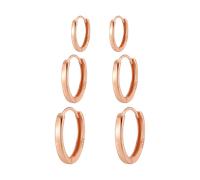 Hey Happiness Klassisches Trio Creolen-Set aus Sterlingsilber Rosegold Damen