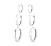 Hey Happiness Klassisches Trio Creolen-Set aus Sterlingsilber Silber Damen