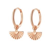 Hey Happiness Kleine Creolen mit Fächer-Charms, 925 Silber Rosegold Damen