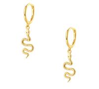 Hey Happiness Kleine Creolen mit Schlangen-Anhänger, 925 Silber 1 pair Gold Damen