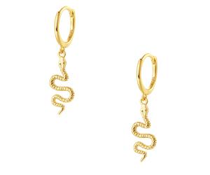Hey Happiness Kleine Creolen mit Schlangen-Anhänger, 925 Silber Gold Damen