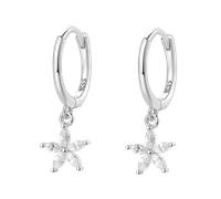 Hey Happiness Kleine Creolen mit Zirkonia-Blume, 925 Sterlingsilber Silber Damen