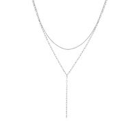 Hey Happiness Layered Y Kette aus Edelstahl - besondere Valentinstagsüberraschung Silber Damen