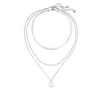 Hey Happiness Layering Ketten-Set mit Kreis Anhänger & Choker - Edelstahl Silber Damen