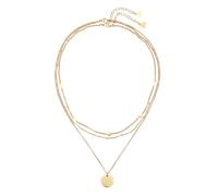 Hey Happiness Layering Ketten-Set mit Plättchen Anhänger & Kugelkette - Edelstahl Gold Damen