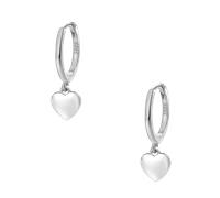 Hey Happiness Mini-Creolen mit Herzanhänger, 925 Silber Damen
