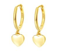 Hey Happiness Mini-Creolen mit Herzanhänger, 925 Silber Gold Damen