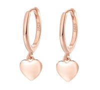 Hey Happiness Mini-Creolen mit Herzanhänger, 925 Silber Rosegold Damen
