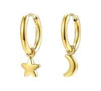 Hey Happiness Mond & Stern Creolen - Edelstahl, wasserfest Gold Damen