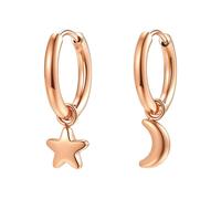 Hey Happiness Mond & Stern Creolen - Edelstahl, wasserfest Rosegold Damen
