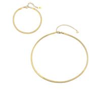 Hey Happiness Schlangenkette & Armband Herren Edelstahl Set Gold