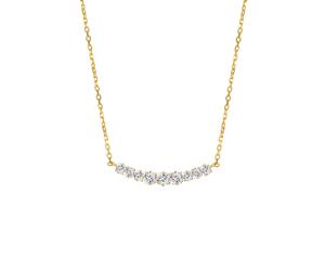 Hey Happiness Tennis-Halskette Herz-Edelsteine 925 Sterlingsilber Gold Damen