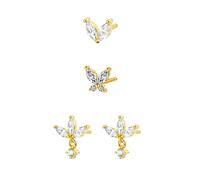 Hey Happiness Zartes Ohrstecker-Set aus 925er Sterlingsilber Gold Damen