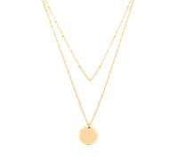 Hey Happiness Zweireihige Kette Kreis Anhänger Edelstahl Gold Damen