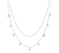 Hey Happiness Zweireihige Kette mit Plättchen aus Edelstahl Silber Damen