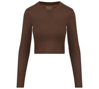 Hey Honey - Women's Longsleeve Cropped Always Dressed - Yogashirt, Gr. M, braun (ShoppingBagBrown)