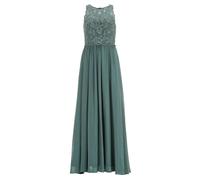 High-closed-Abendkleid mit floraler Spitze Blau 40