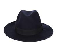 HEYANN Fedora Hut Herren Mode Filz mit breiter Krempe Wolle Filz Panama Hat Trilby Mütze für Herren und Damen Dress Hut Classic Wide Brim Filz Flat Fedora Hut (M, Marineblau)