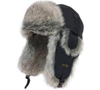 HEYANN Fliegermütze Herren Fell Uschanka Trapper Warme Mütze mit Ohrenklappen Russenmütze Winter Bomber Hut Wintermütze Unisex Fliegermütze Fellmütze für Herren (S/M, Schwarz- Qingzilan)