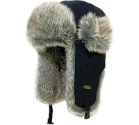 HEYANN Fliegermütze Herren Fell Uschanka Trapper Warme Mütze mit Ohrenklappen Russische Winter Bomber Hut Wintermütze Unisex Fliegermütze Fellmütze für Herren (S/M, Schwarz- Qingzilan)