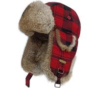 HEYANN Fliegermütze Herren Winter Russen Mütze Ushanka Damen Fliegermütze,Schapka Uschanka Fellmütze Roter Karierter Trapper Hut Russische Fuzzy Mütze mit Ohrenklappen für Herren (Red,2/3XL)