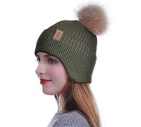 HEYANN Mütze Damen mit Ohrenklappe,Wintermütze Herren Strickmützen für Damen Fahrradhelm Beanie Hut Unisex Winter Beanie Hut Outdoor Skimütze für Männer und Frauen (Army Green)