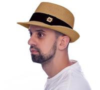 HEYANN Strohhut Herren, Trilby Hut Herren Khaki 60 cm Fedora Hut Damen Sonnenschutz Panamahut Herren Strohhut Trilby für Herren Damen Gentlemen Sommerhut(Khaki-L)