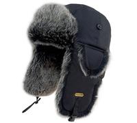 HEYANN Uschanka Trapper Russische Warme Mütze mit Ohrenklappen Fliegermützen für Herren Winter Bomber Hut Wintermütze Unisex Fliegermütze Fellmütze für Herren (L/XL, Schwarz-Schwarzjang)