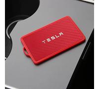 HEYCE Schlüsselkartenhalter Silikonschutzhülle Schlüsselanhänger für Tesla Model 3 Model Y,Carbon Red