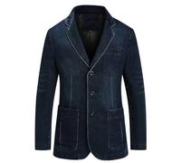 HEYDHSDC Herren-Jeansjacke Mit Umlegekragen, Dunkelblau, Frühlings-Cowboy-Baumwolle, Langärmelig, Jeansmantel Dark Blue Asian Size 4XL