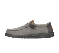 HEYDUDE Herren Wally Gewaschenes Canvas, Herrenschuhe, Schlupf-Loafer, Bequem & Leicht, Dunkelgrau, 44 EU